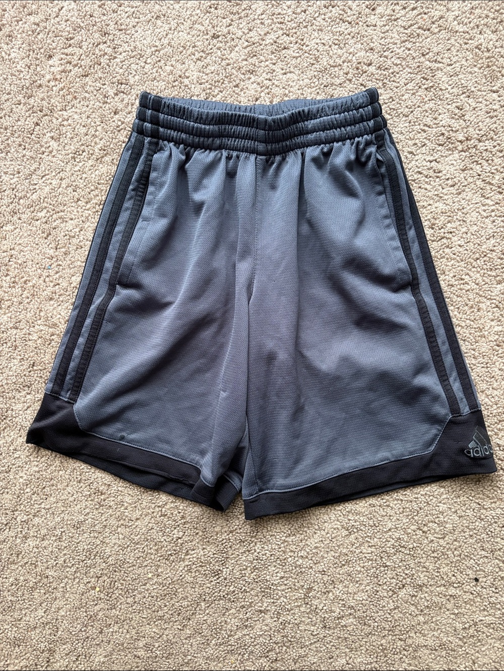adidas Boys Gray Athletic Shorts with Black Trim